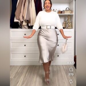 Metallic silver skirt